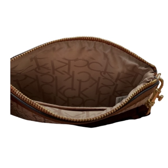 CALVIN KLEIN Wristlet Wallet Brown Leather Multi-Color Signature NWOT - Picture 7 of 8